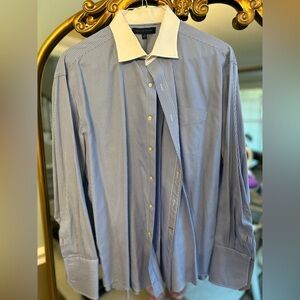 Men's Tommy Hilfiger Blue Striped Collared Button Down Shirt
